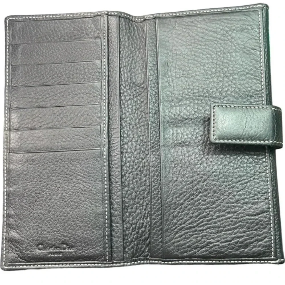 🖤Christian Dior🖤 | 2001 Black Pebbled Leather Trifold Long Wallet - Picture 4 of 14